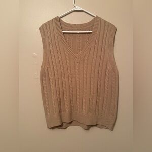 SHEIN Women's Beige V-Neck Sweater Vest
